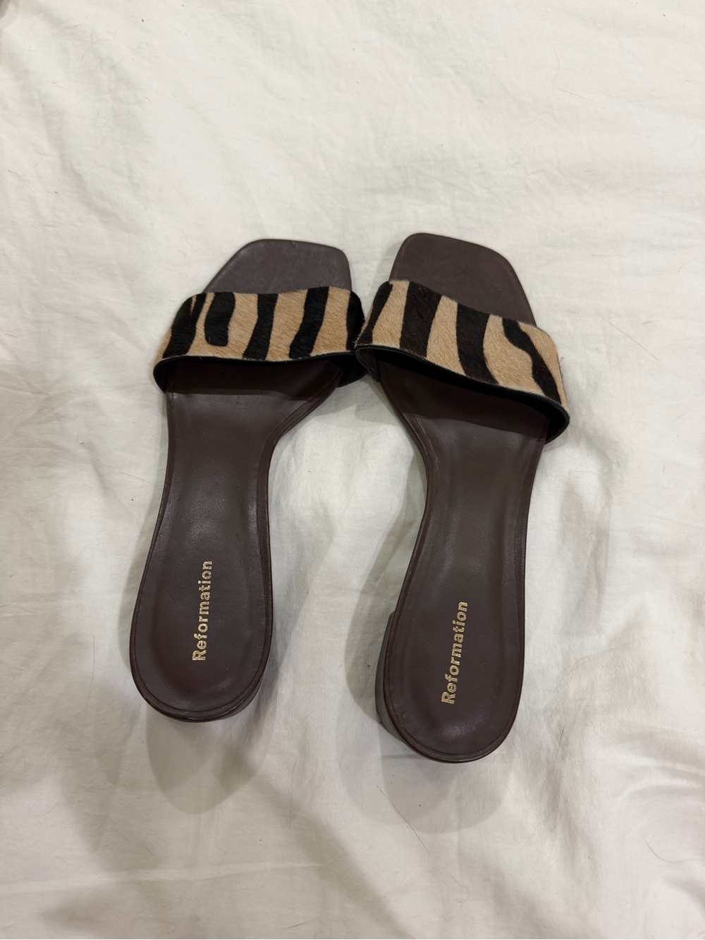 Reformation Brown Leopard Block Heel Slide - Picture 2 of 4